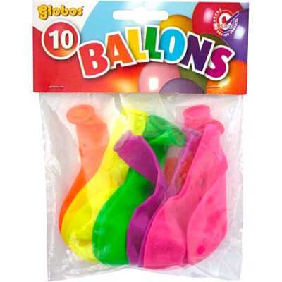 SACHET BALLONS 26CM FLUO (X10)