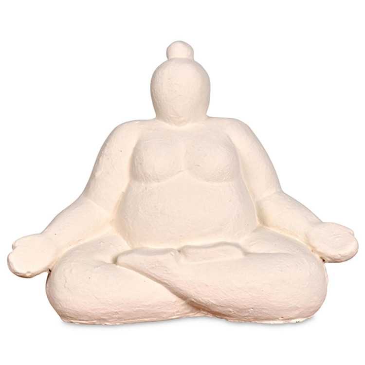 ESTÁTUA DECORATIVA DA MULHER MEDITAÇÃO ECRU
