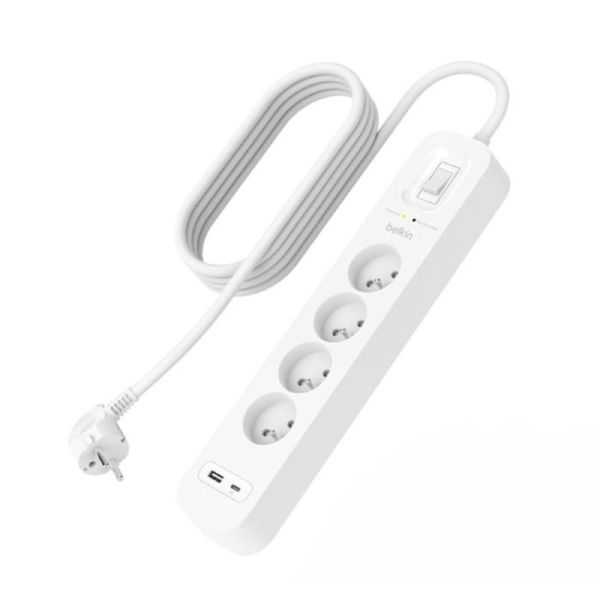 MULTIPRISE PARAFOUDRE 4 PRISES + PORT USB C & USB A