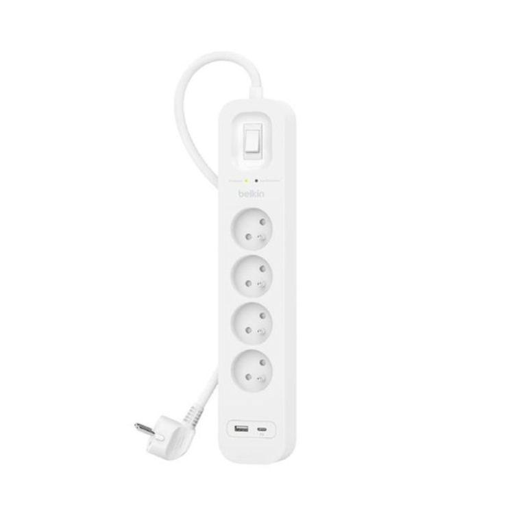 MULTIPRISE PARAFOUDRE 4 PRISES + PORT USB C & USB A