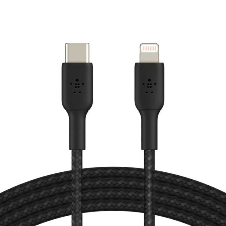 CABLE RENFORCE USB-C VERS LIGHTNING 2M NOIR