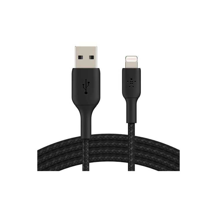 CABLE USB-A VERS LIGHTNING 2M NOIR
