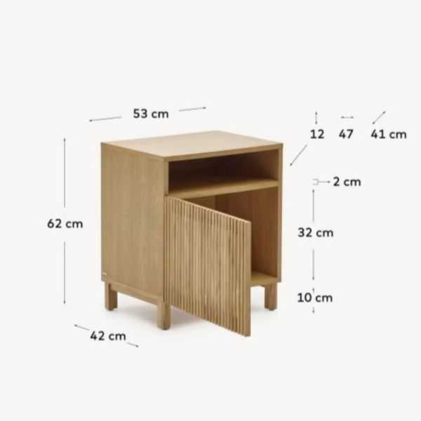 TABLE DE CHEVET BEYLA EN BOIS MASSIF DE FRENE ET PLACAGE DE CHENE 53