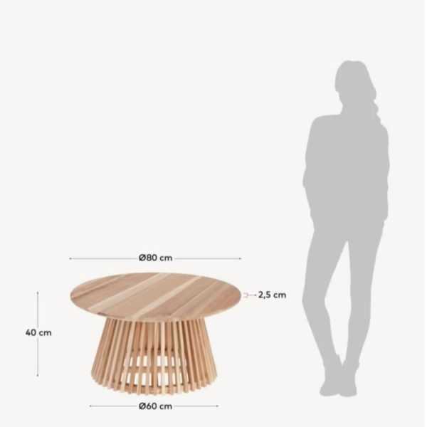 TABLE BASSE JEANETTE EN TECK MASSIF DIAM80 CM