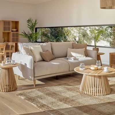 TABLE BASSE JEANETTE EN TECK MASSIF DIAM80 CM 2