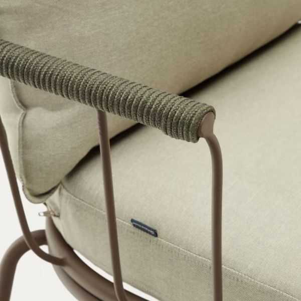 SA LG UER ARMCHAIR IN ROPE AND STEEL BROWN PAINTED FINISH