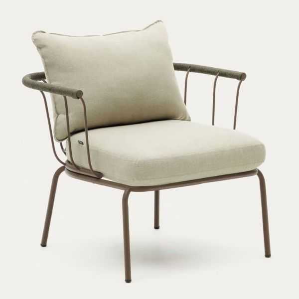 SA LG UER ARMCHAIR IN ROPE AND STEEL BROWN PAINTED FINISH