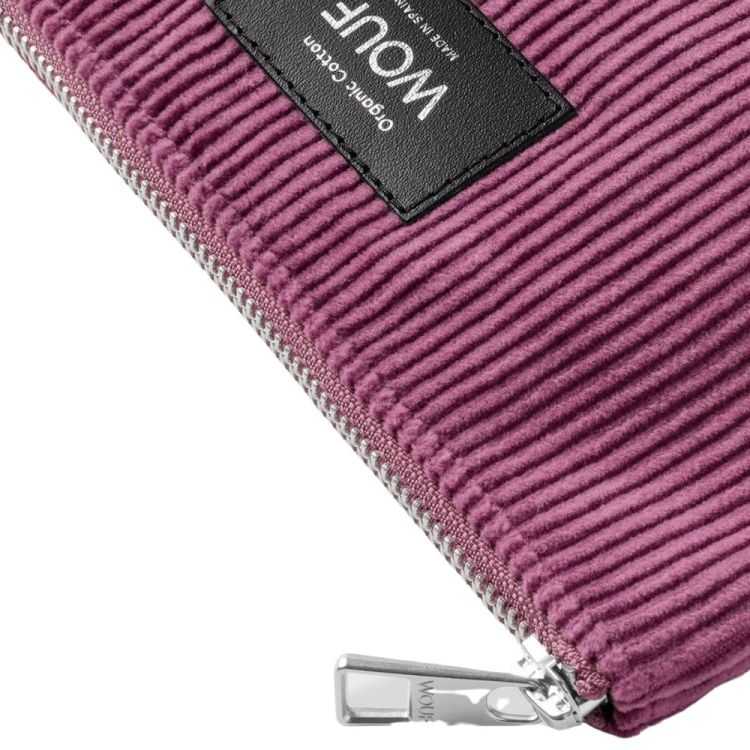 POCHETTE EN VELOURS COTELE MAUVE
