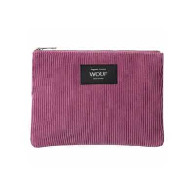 POCHETTE 21.5 CM VELOURS COTELE MAUVE