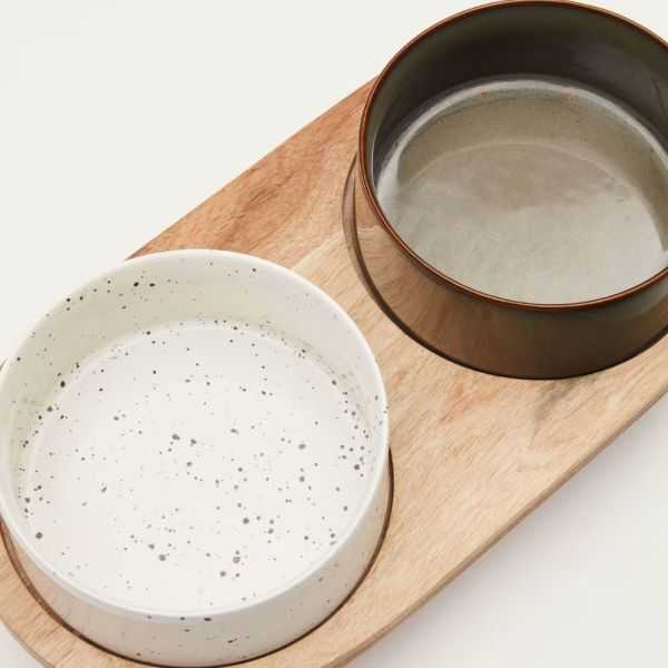 SET OF 2 BOWLS Ø 14 CM WITH WHITE & BROWN DUMBI SUP