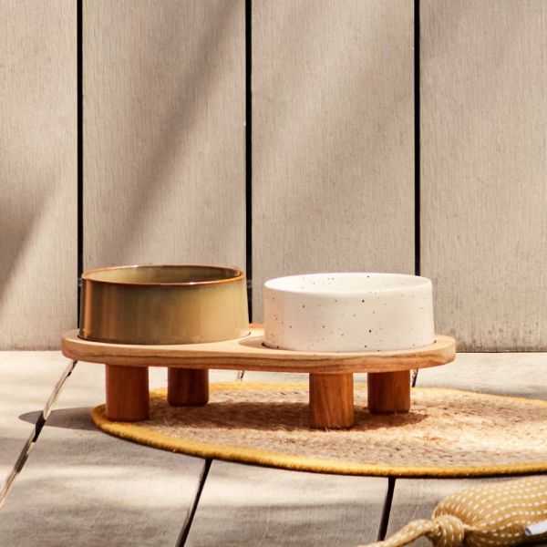 SET OF 2 BOWLS Ø 14 CM WITH WHITE & BROWN DUMBI SUP