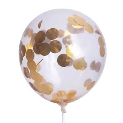 KIT BALLONS 12 TRANSPARENT CONFETTIS OR X6