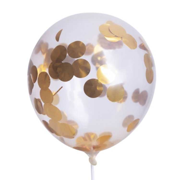 KIT BALLONS 12 TRANSPARENT CONFETTIS OR X6
