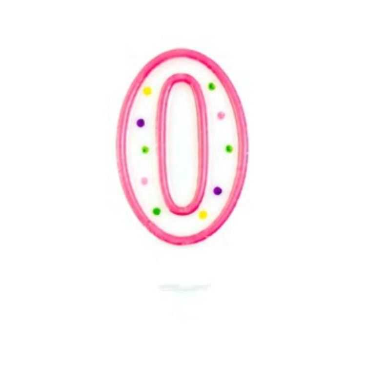BOUGIE - CHIFFRE 0 - COULEURS ASSORTIES - 1 PC