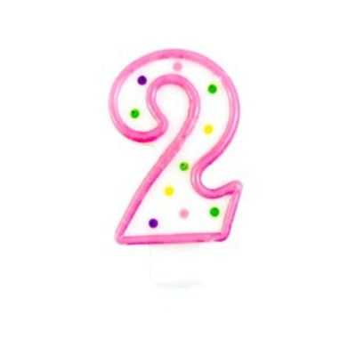 BOUGIE ROSE CHIFFRE 2 (VENDU A L'UNITE)