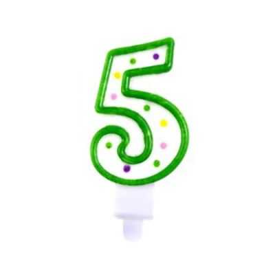 BOUGIE VERTE CHIFFRE 5(VENDU A L'UNITE)