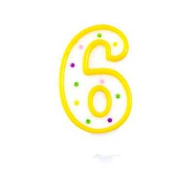 BOUGIE JAUNE CHIFFRE 6 (VENDU A L'UNITE)