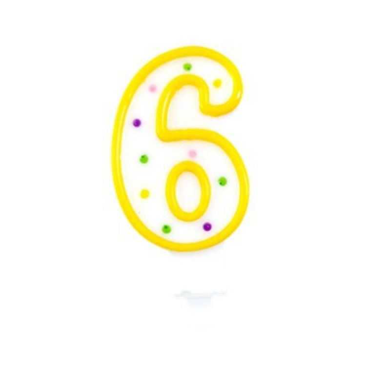 BOUGIE JAUNE CHIFFRE 6 (VENDU A L'UNITE)