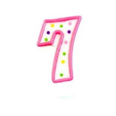 BOUGIE ROSE CHIFFRE 7 (VENDU A L'UNITE)