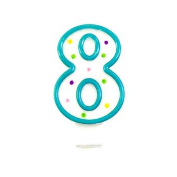 BOUGIE BLEUE CHIFFRE 8(VENDU A L'UNITE)