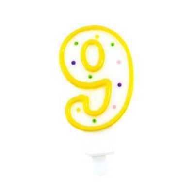 BOUGIE JAUNE CHIFFRE 9(VENDU A L'UNITE)