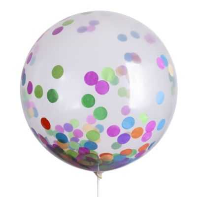 KIT BALLONS 61CM TRANSPARENT CONFETTIS MULTICOLORE (X3)