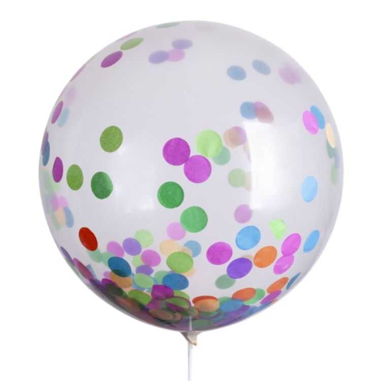 KIT BALLONS 24 TRANSPARENT CONFETTIS MULTICOLORE X3