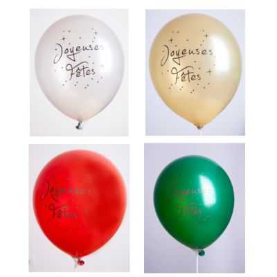 KIT BALLONS 31CM JOYEUSES FETES ASSORTIS COULEUR METAL (X100)