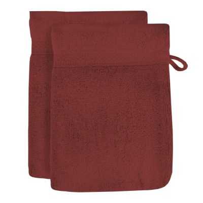 LOT DE 2 GANTS DE TOILETTE EN COTON 500 GR/M2 LAGUNE BRIQUE