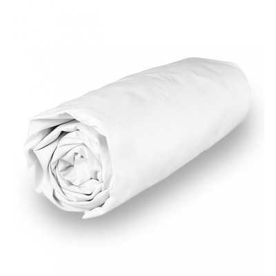 DRAP HOUSSE EN COTON 160X200 CM PERCALE BLANC