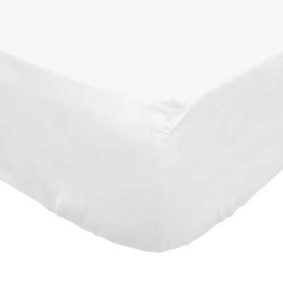 DRAP HOUSSE EN COTON 160X200 CM PERCALE BLANC 2