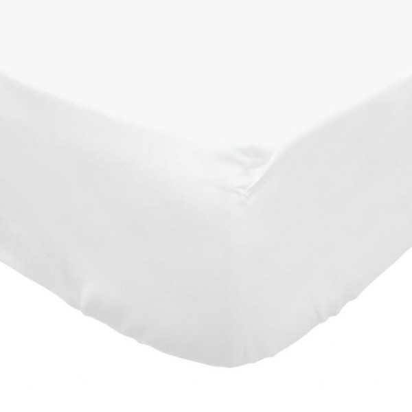 DRAP HOUSSE EN COTON 160X200 CM PERCALE BLANC