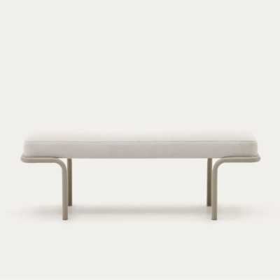 BANC CAMPO 130CM CHENILLE BEIGE METAL GRIS