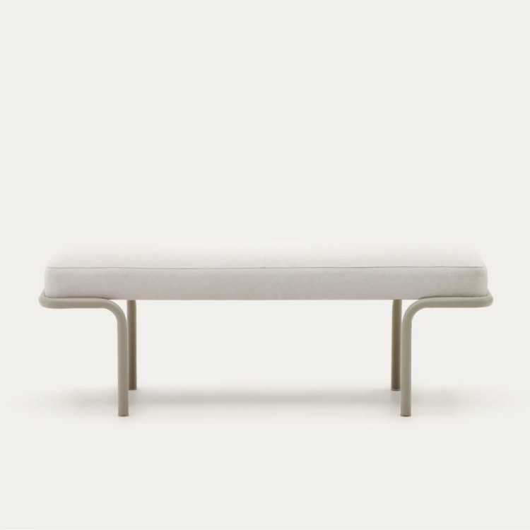 BANC CAMPO 130CM CHENILLE BEIGE METAL GRIS