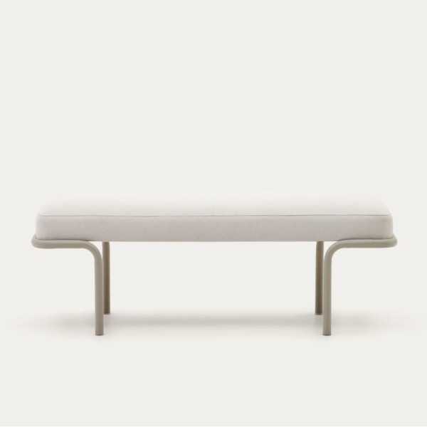 BANC CAMPO 130CM CHENILLE BEIGE METAL GRIS