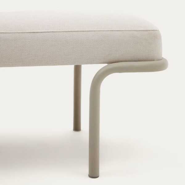 BANC CAMPO 130CM CHENILLE BEIGE METAL GRIS