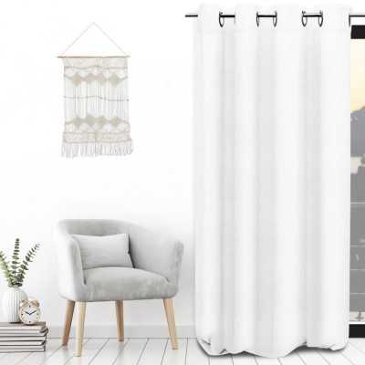 RIDEAU OEILLETS 135X250 LIN BLANC 2