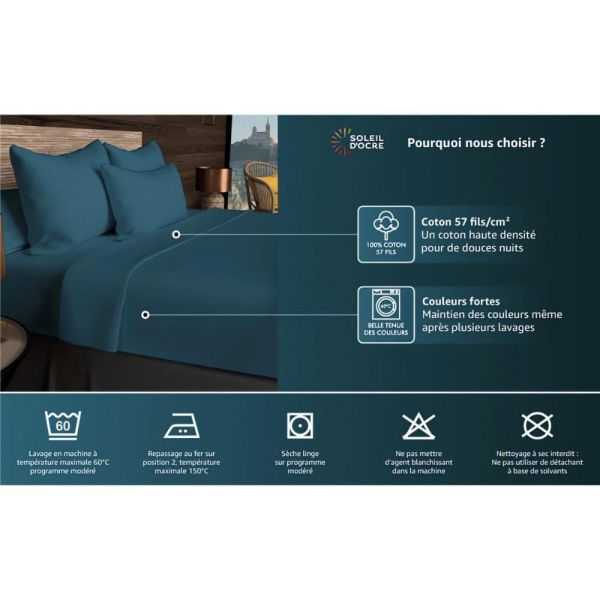 DRAP PLAT EN COTON 240X290 CM UNI MOUTARDE