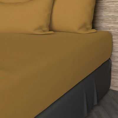 57 THREAD FITTED SHEET 180X200 CM PLAIN MUSTARD 2
