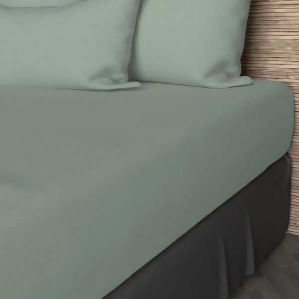 FITTED SHEET 57 THREAD 90X200 CM PLAIN WATER GREEN