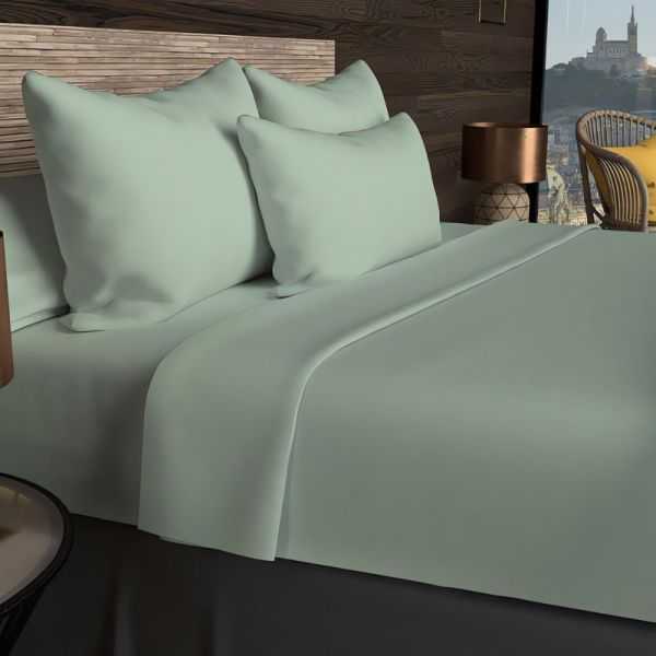 FITTED SHEET 57 THREAD 90X200 CM PLAIN WATER GREEN