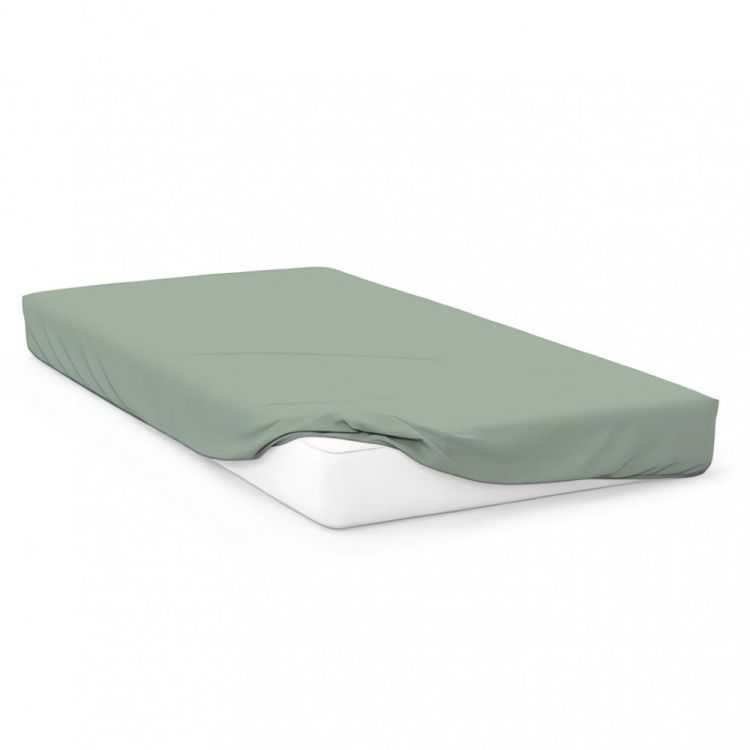 FITTED SHEET 57 THREAD 90X200 CM PLAIN WATER GREEN