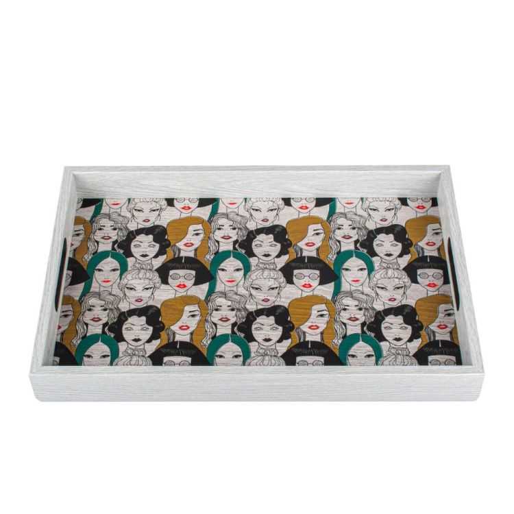 PLATEAU EN BOIS AVEC MOTIF GIRLS POP ART