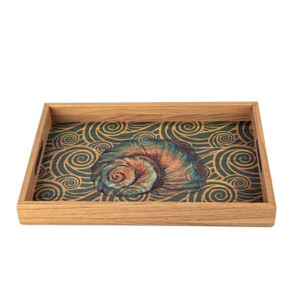 PLATEAU EN BOIS AVEC MOTIF OCEAN