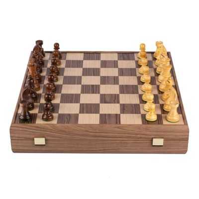 JEU ECHECS MEDIUM STAUNTON INCRUSTE SUR BOITE EN BOIS 