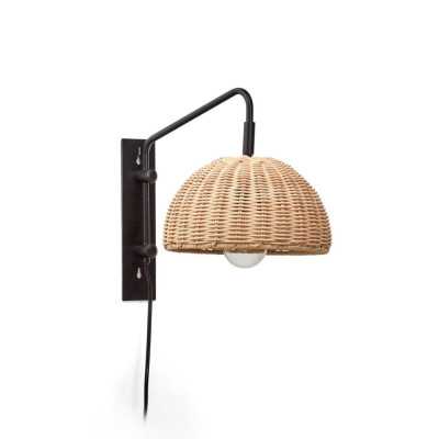 APPLIQUE DAMILA METAL NOIR ET ROTIN