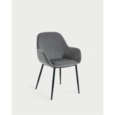 CHAISE KONNA EN VELOURS GRIS