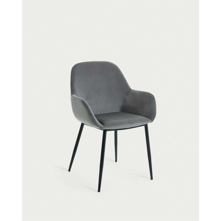 KONNA CHAIR LIGHT GRAY BLACK METAL LEGS
