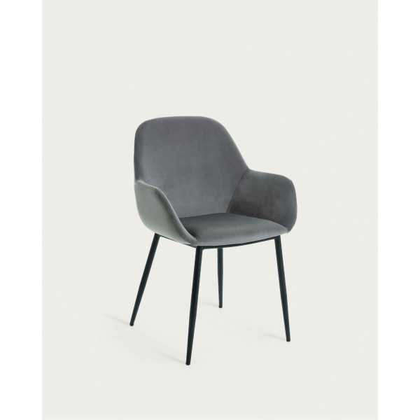 KONNA CHAIR LIGHT GRAY BLACK METAL LEGS
