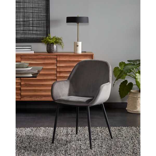 CHAISE KONNA EN VELOURS GRIS